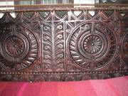 Traditional Indian hand carved 3 seater bench in wood