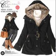 Wollen Cover Collar Winter Black Coat for $18.11