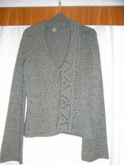 Ladies Olive Cardigan with Crochet Collar – Size 10
